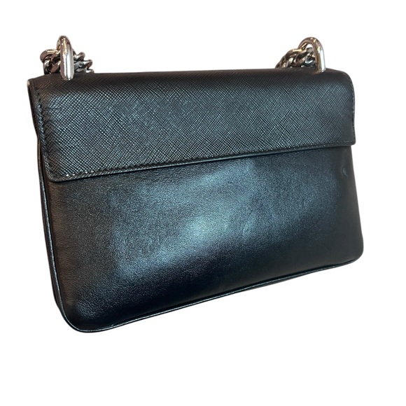 PRADA Saffiano Tessuto Nylon Chain Shoulder Bag Black - Picture 7 of 15